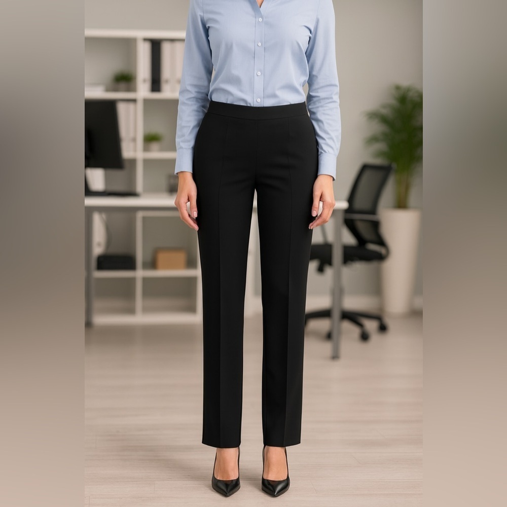 Peace Of Cloth Panticular Black Stretch Dress Pants Sz 4 Side Zip USA Made